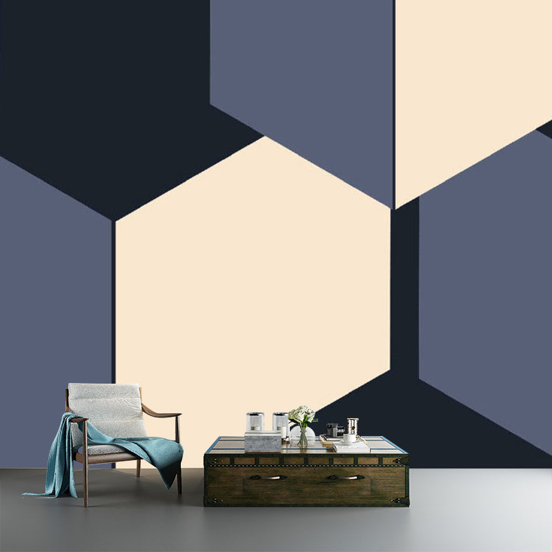 Yellow-Blue Arrow Wall Murals Abstract Art Deco Waterproof Wall Covering for Bedroom