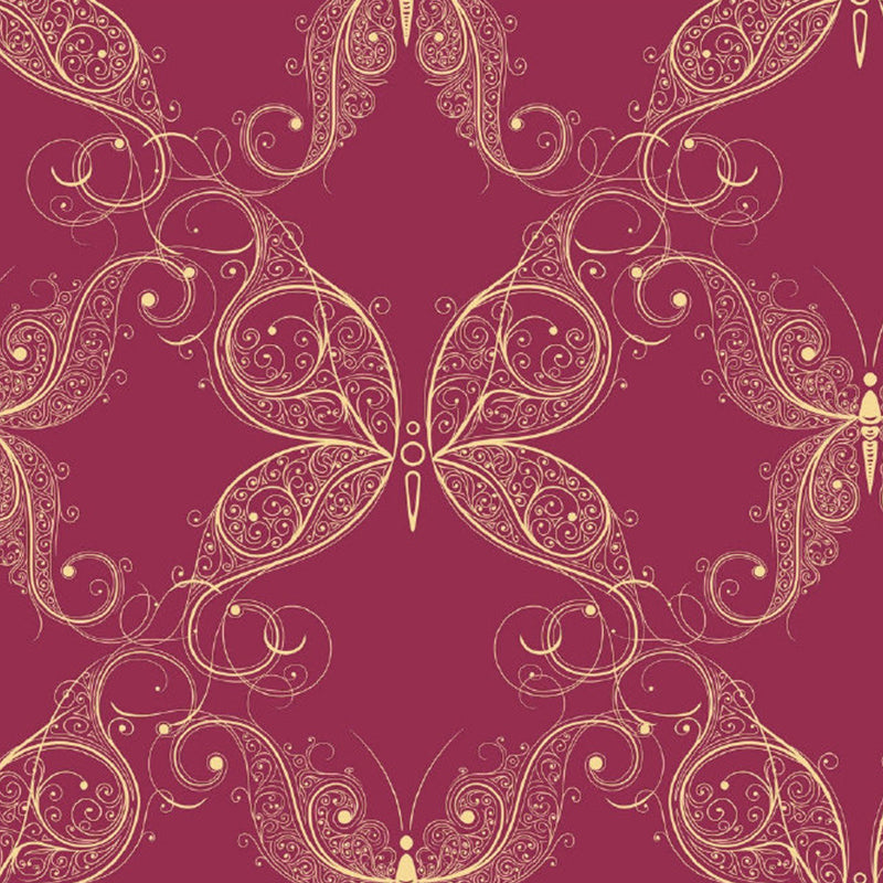 Full Size Butterflies Wall Murals for Bedroom Animal Print Wall Covering in Purple-Red, Washable