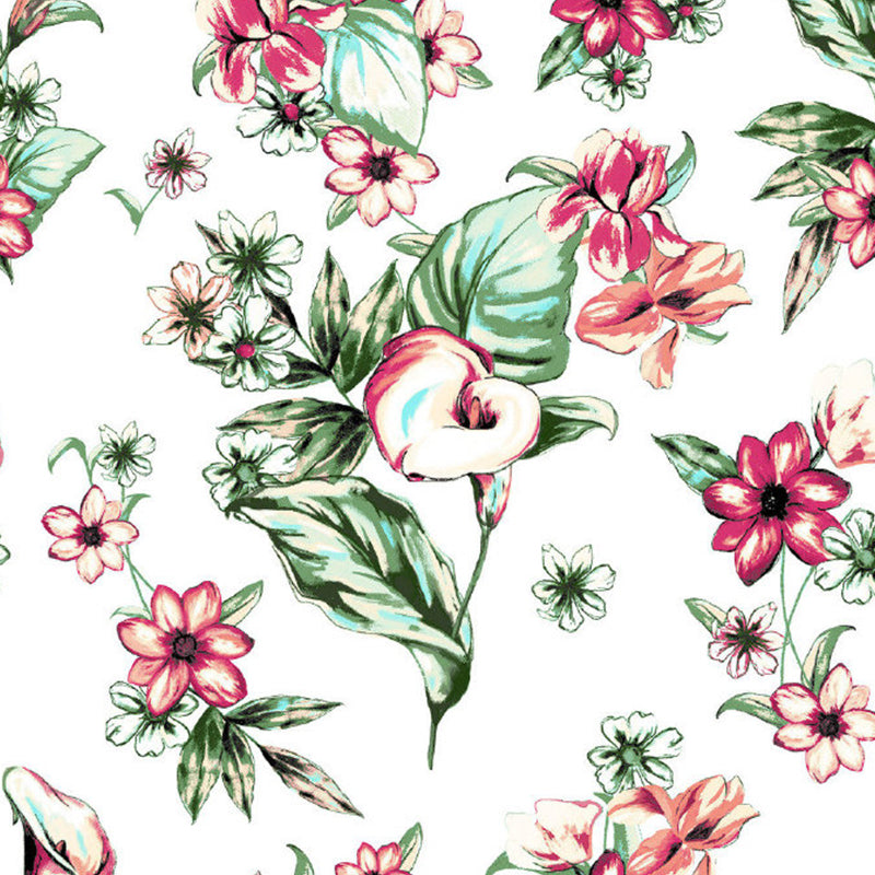 Tropics Flower Sleeping Flamingo Murals Red-Green Stain Resistant Wall Decor for Home