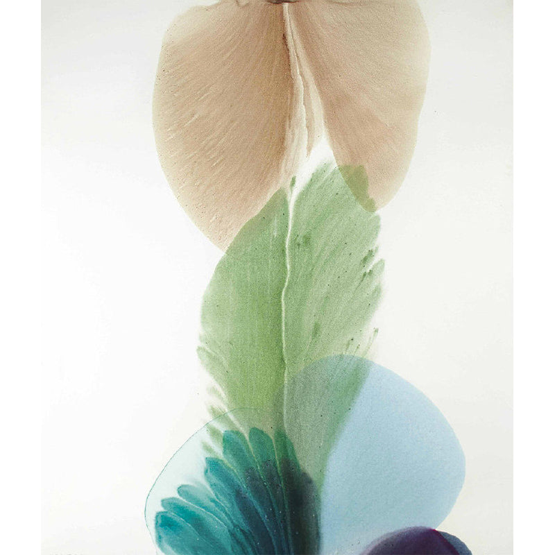 Custom Illustration Art Deco Murals Wallpaper with Petals Painting, Blue-Yellow-Green