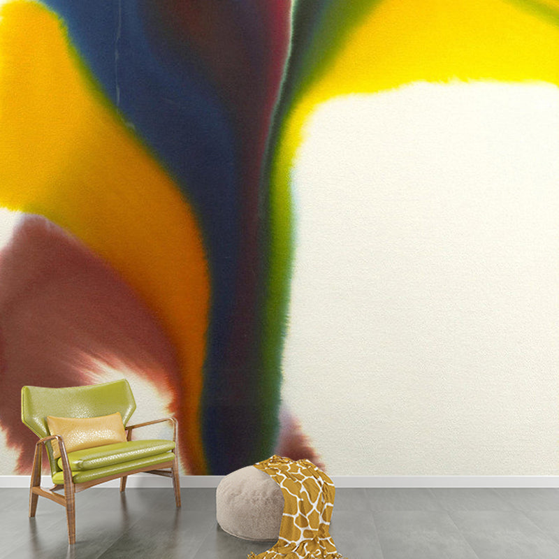 Abstract Flower-Like Painting Mural Artistry Non-Woven Material Wall Decor in Red-Yellow-Blue