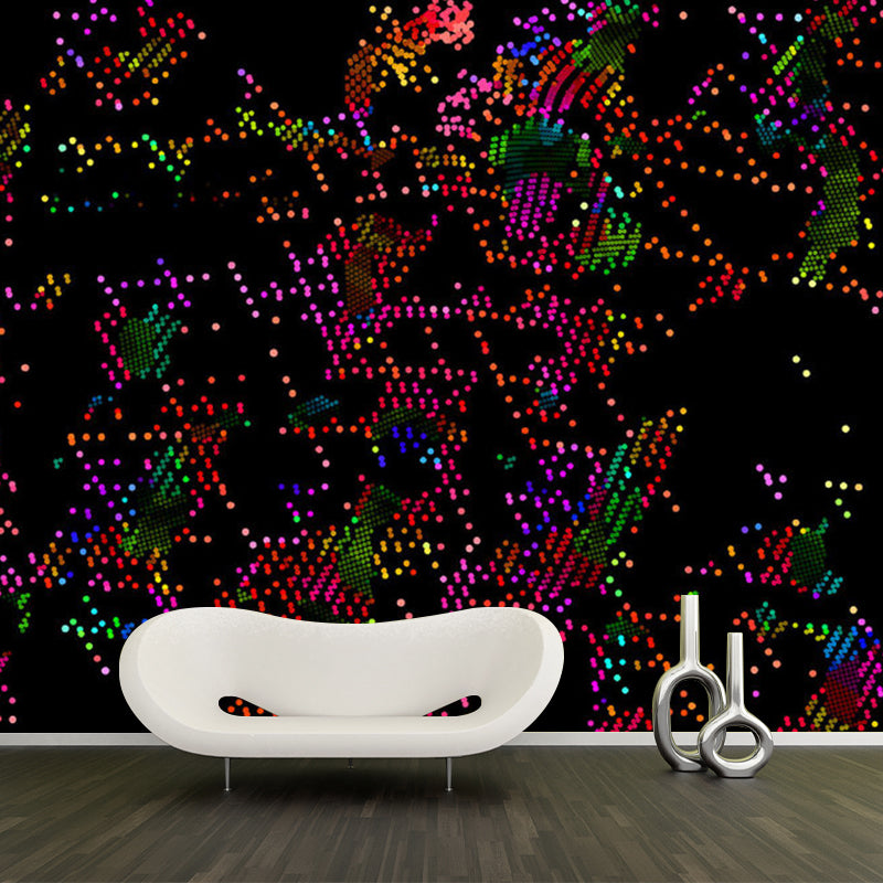 Novelty Dots Pattern Mural Wallpaper Black-Red Abstract Wall Covering for Decoration