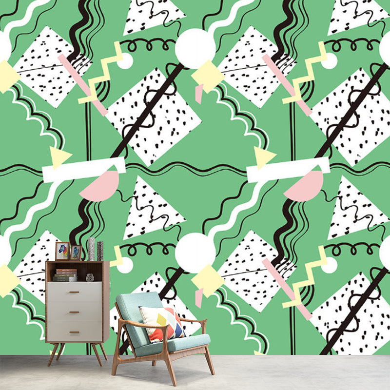 Green-White Childrens Art Murals Large Cakes Drawing Wall Decoration for Nursery