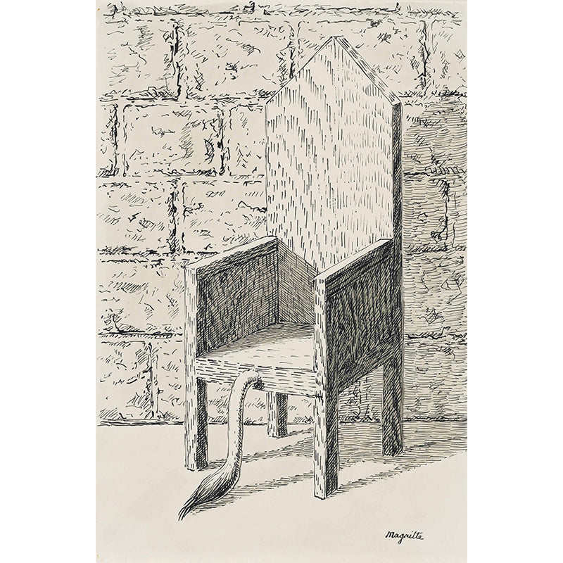 Grey Chair with Tail Murals Artistic Surrealism Water-Proof Wall Art for Bedroom
