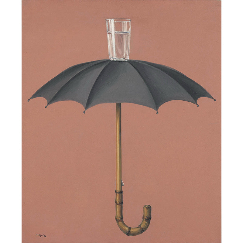 Grey-Red Surrealistic Mural Wallpaper Large Umbrella with Glass Cup Top Wall Decor for Home