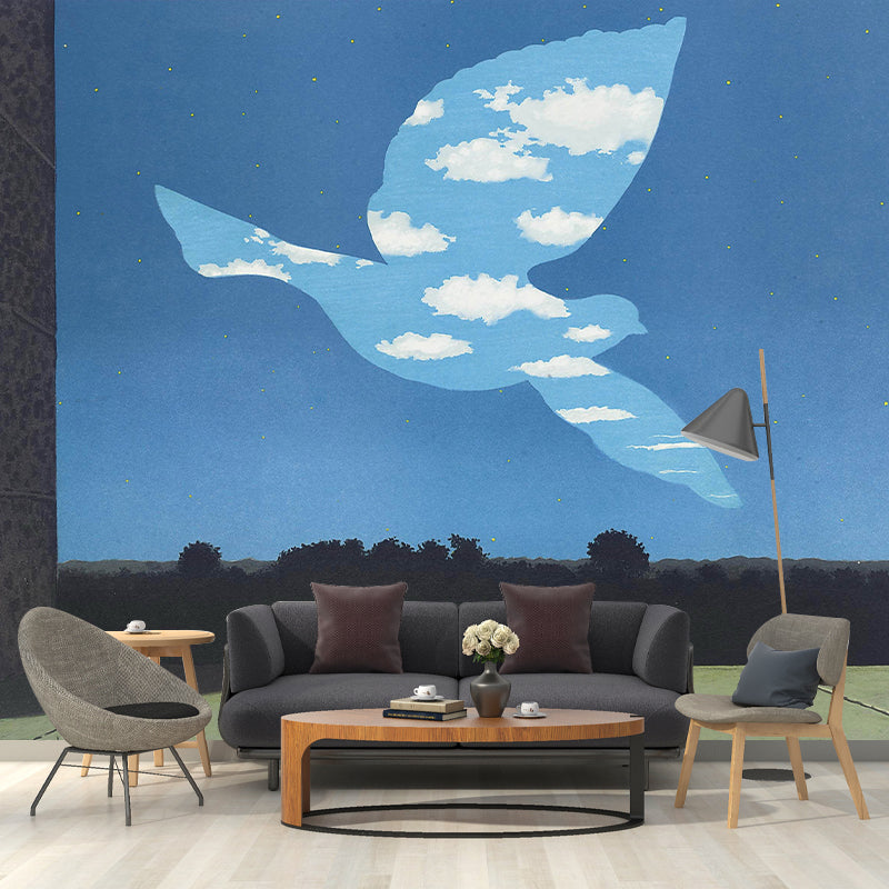 Illustration Hovering Pigeon Wall Murals Whole Wall Covering for Bedroom, Personalized Size