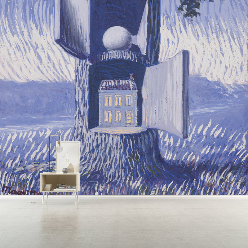 La Voix Du Sang Murals Wallpaper Surreal Non-Woven Fabric Wall Decor in Pastel Color