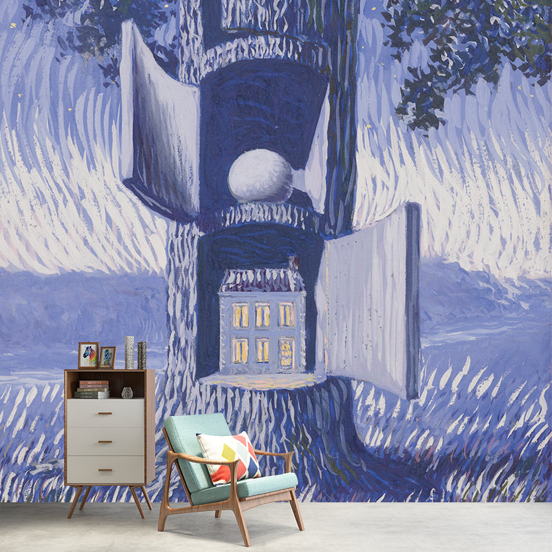 La Voix Du Sang Murals Wallpaper Surreal Non-Woven Fabric Wall Decor in Pastel Color