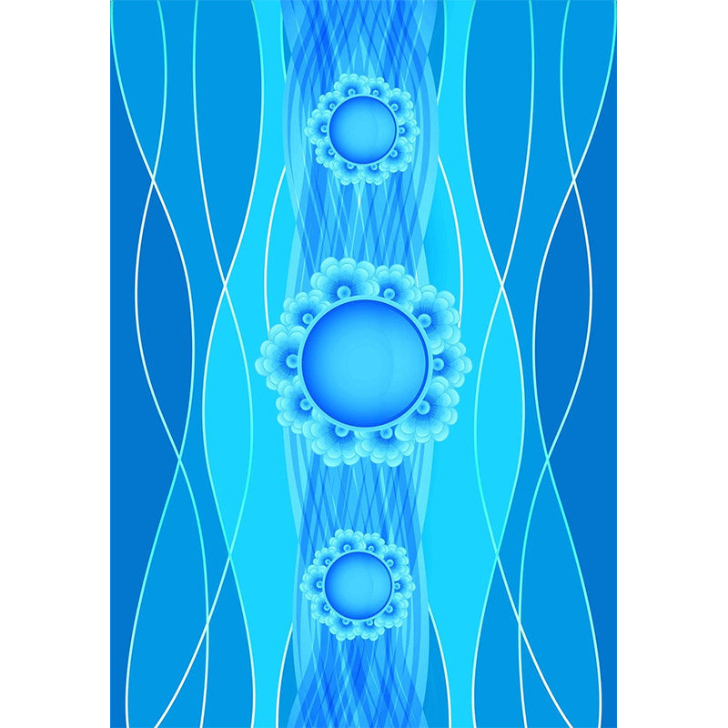 Large Curvaceous Mural Wallpaper for Bedroom Floral Print Wall Art in Blue, Waterproof