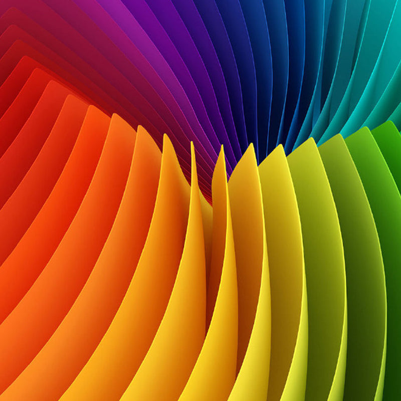 Art Deco Layered Painting Mural for Bedroom Personalized Wall Covering in Blue-Orange-Yellow