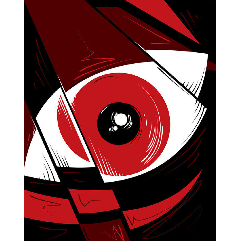 Eye Close-Up Art Wall Mural Decal Novelty Non-Woven Texture Wall Covering in Black-Red