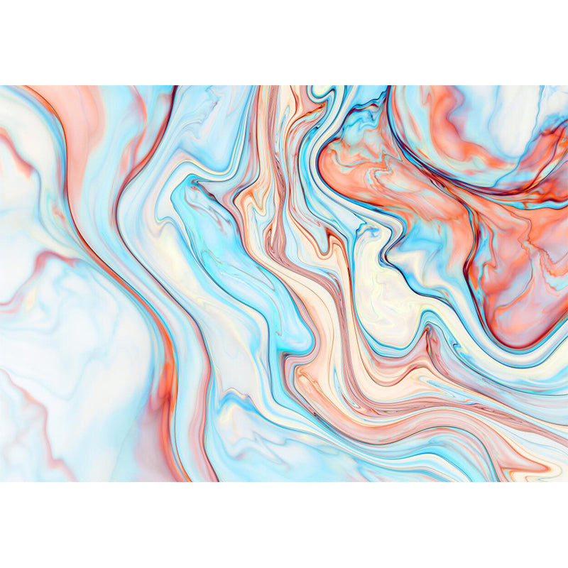 Modern Art Water Drawing Mural Orange-Blue Water Resistant Wall Decor for Bedroom