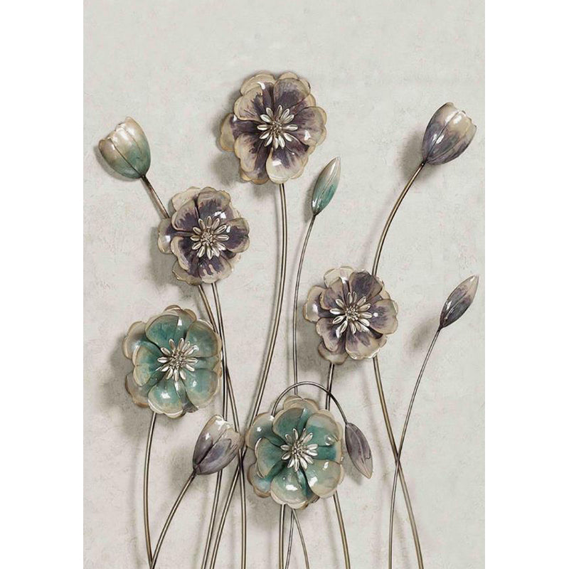 Ceramic Flower Look Mural Decal Artistry Stain Resistant Living Room Wall Decor, Personalized Size