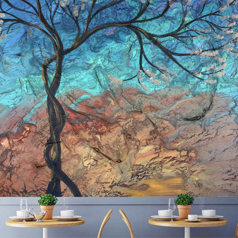 Leafless Tree Mural Wallpaper Modern Art Moisture Resistant Bedroom Wall Decor, Custom Size