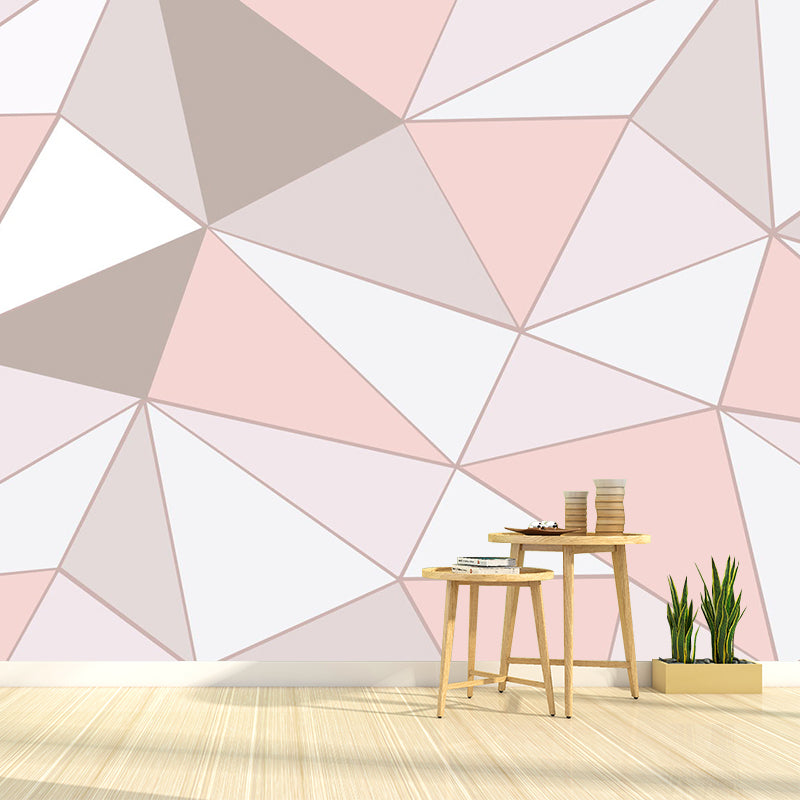 Modern 3D Geometric Wallpaper Murals Grey and Pink Water-Proof Wall Art for Home