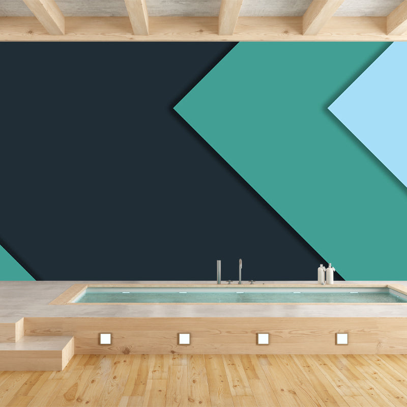 Black-Green Chevron Wallpaper Mural Waterproof Minimalist Bedroom Wall Decoration