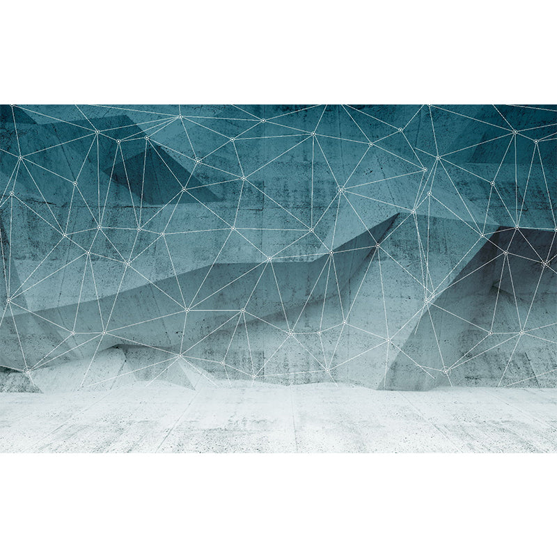 Modern Geometric Net Mural Decal Grey-Green Moisture Resistant Wall Covering for Home