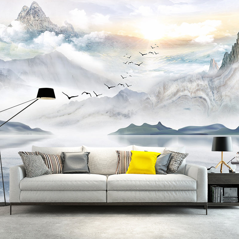Serenity River Landscape Wall Murals for Living Room Scenery Wall Covering, Made to Measure