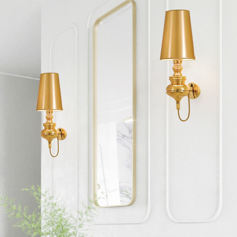 Tapered Wall Sconce Lighting Contemporary Fabric White/Black/Silver LED Sconce Light, 6"/8"/10" Dia