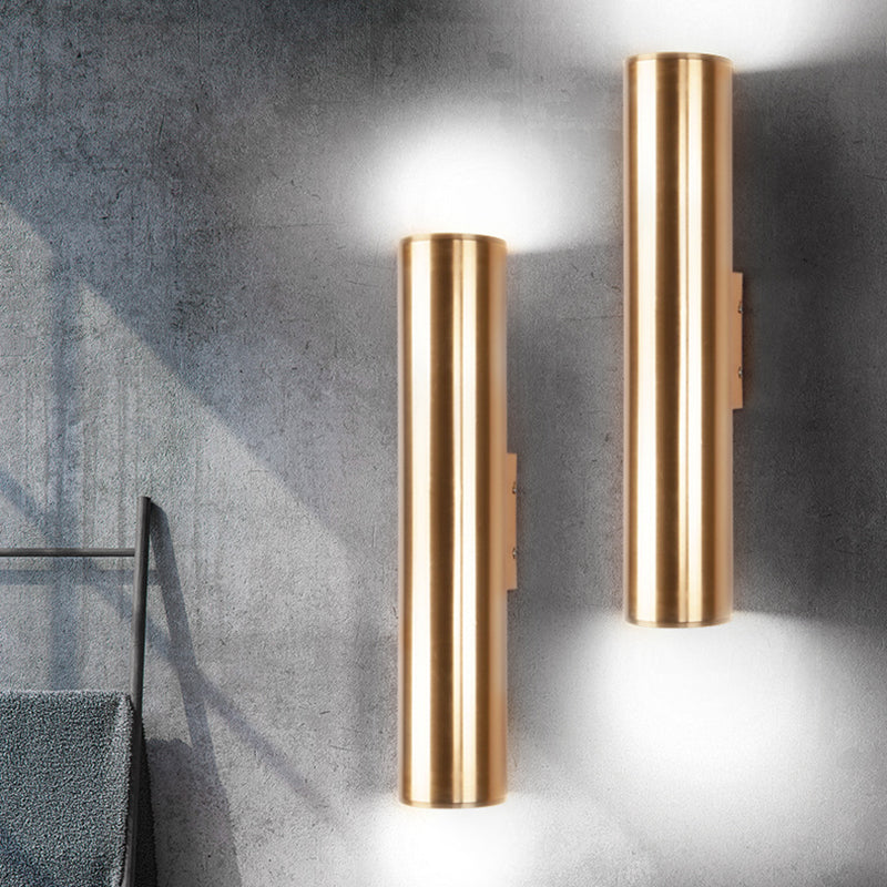 Gold Cylinder Wall Sconce Fixture Modern Style 2"/3" Width LED Metal Wall Lamp in Gold for Corridor