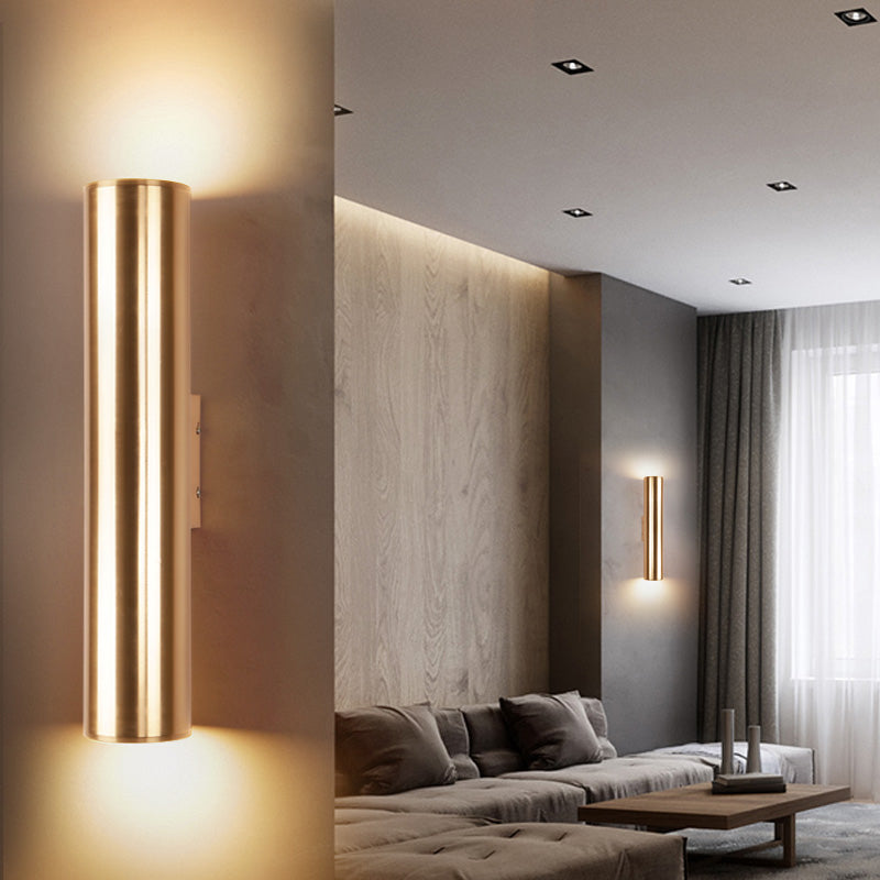 Aparte de la pared del cilindro de oro Estilo moderno 2 "/3" Lámpara de pared de metal LED de ancho en oro para corredor