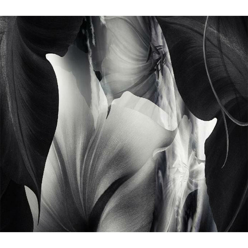 Full Size Floral Wall Mural Decal Black-White Non-Woven Wall Decor, Moisture Resistant, Custom Made