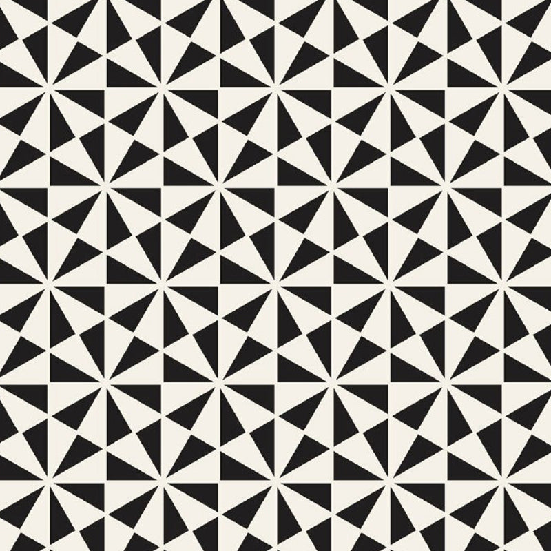 Contemporary Triangle Mural Wallpaper Black-White Floral Print Wall Decoration for Bedroom