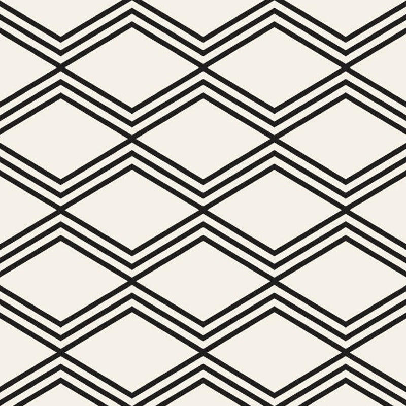 Large Rhombus Seamless Pattern Murals Minimalistic Geometry Wall Art in Black-White
