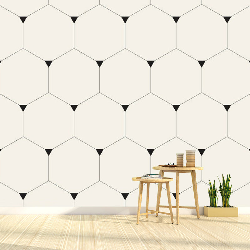 Beige Honeycomb Wall Covering Murals Geometric Simple Washable Wall Art for Home