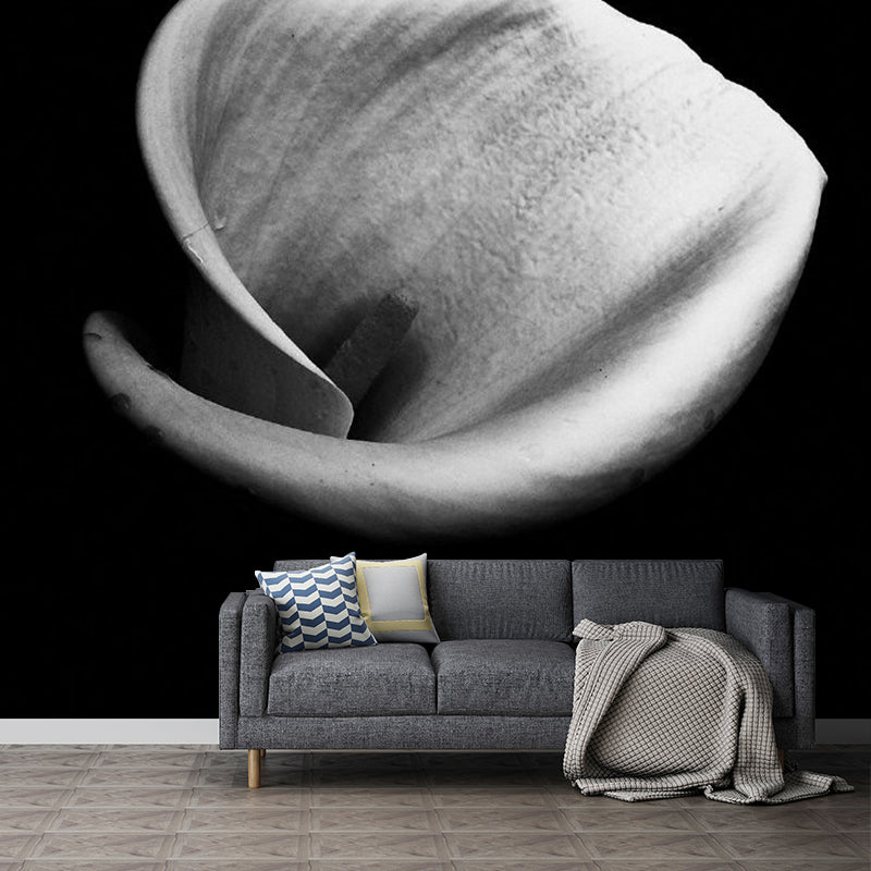 Modern Tulip Close-Up Murals Black and White Flower Wall Covering for Home Gallery