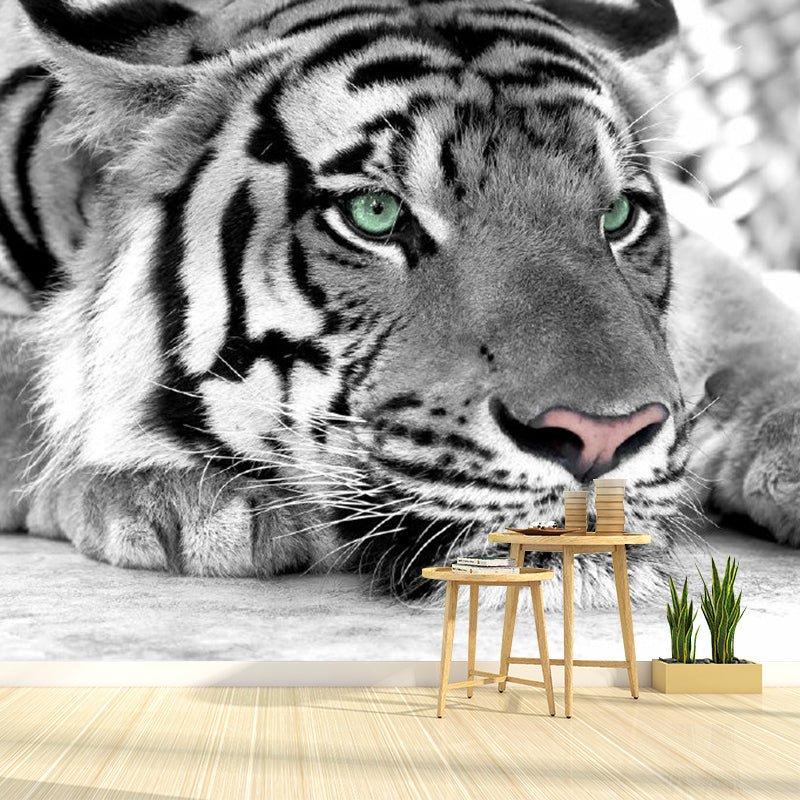 Custom Photo Print Modern Murals Wallpaper with Tiger Pattern in Black and White
