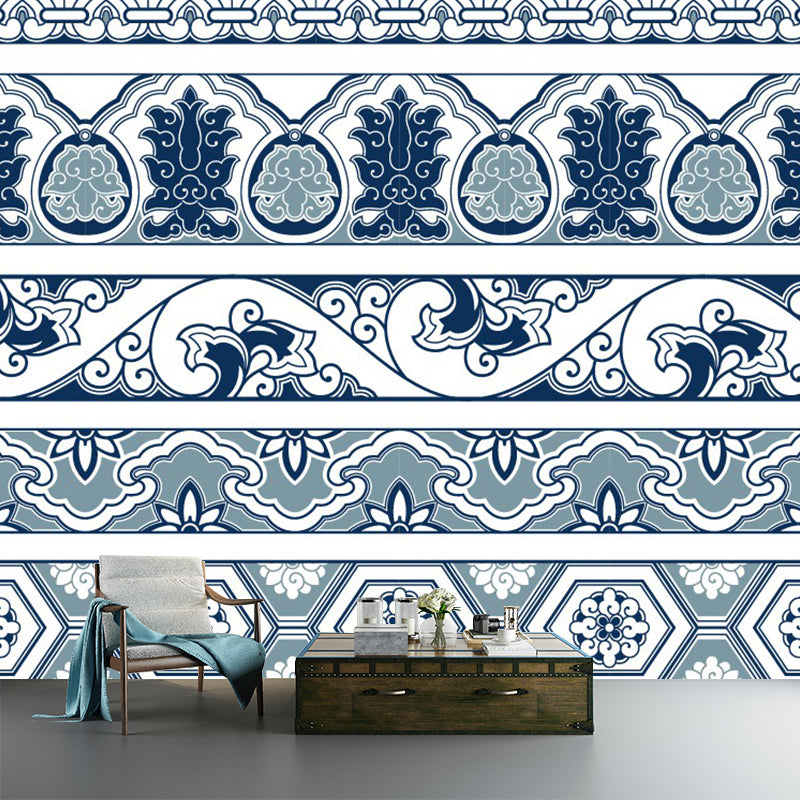 Blue Bohemian Murals Wallpaper Whole Seamless Pattern Wall Decor for Living Room