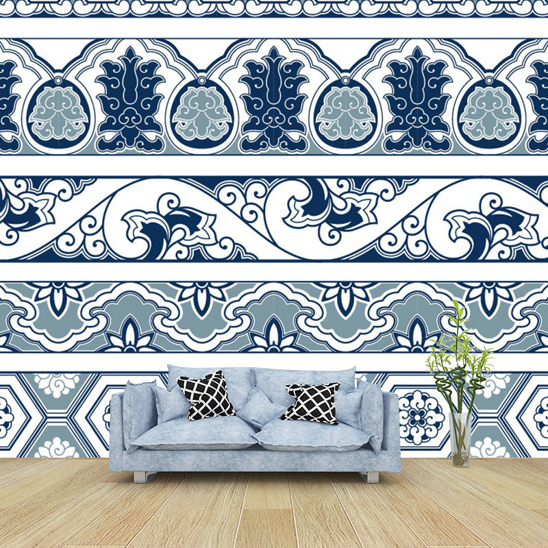 Blue Bohemian Murals Wallpaper Whole Seamless Pattern Wall Decor for Living Room