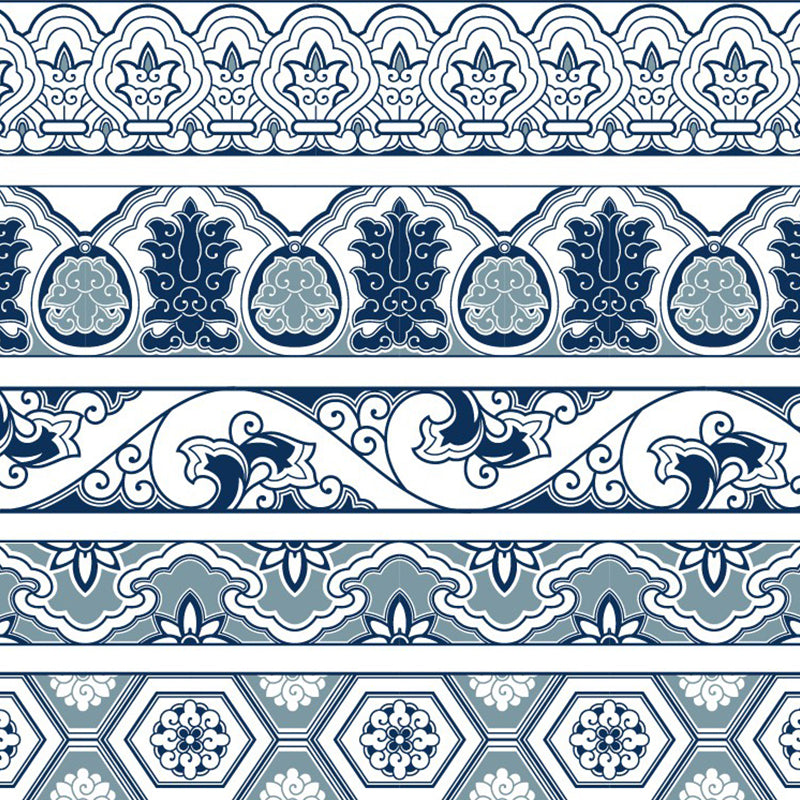 Blue Bohemian Murals Wallpaper Whole Seamless Pattern Wall Decor for Living Room