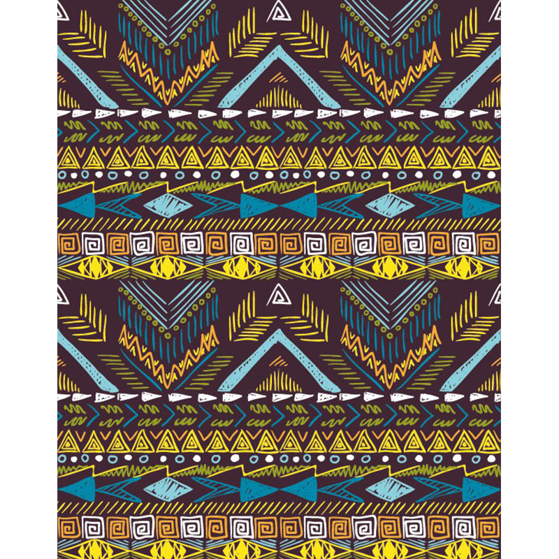 Bohemia Chevron Murals Wallpaper Yellow-Blue Stain Resistant Wall Decor for Home