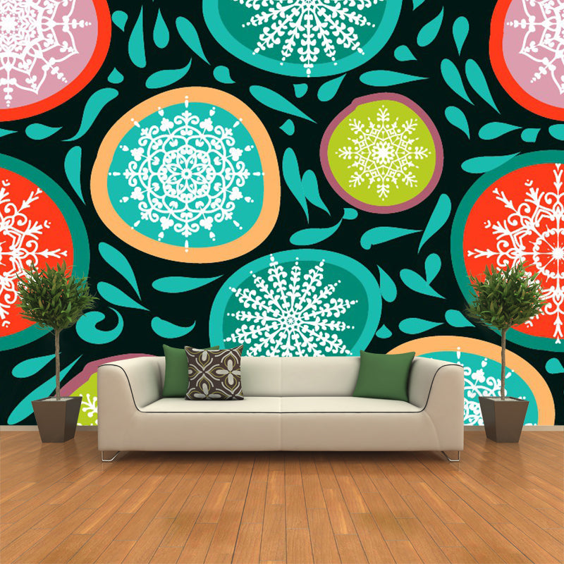 Boho Chic Paisley Seamless Murals Pink-Yellow-Green Washable Wall Art for Living Room