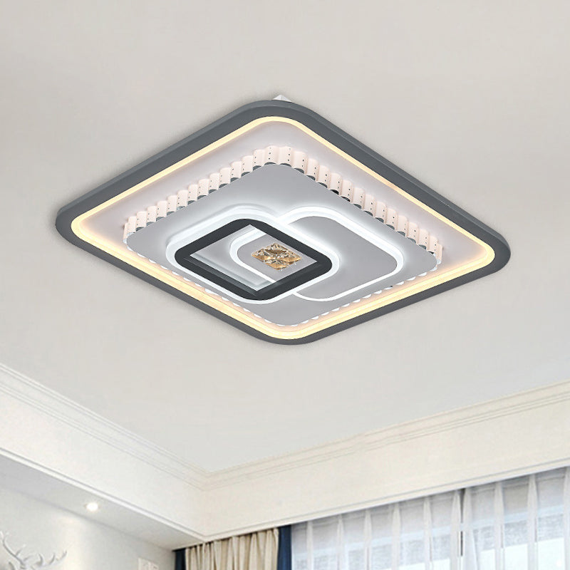 Square Crystal Flushmount Modern LED Schlafraum in der Nähe von Deckenlampe in Schwarz und Weiß