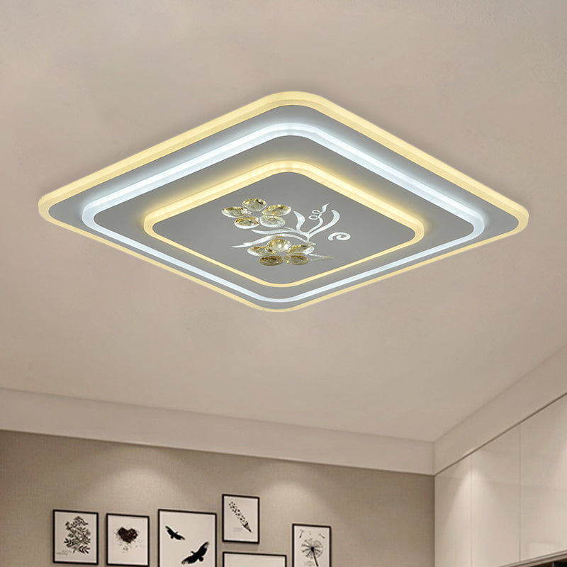 Runde/quadratische Kristall Deckenleuchte Zeitgenössische LED Parlour Flush Mount Beleuchtung in Weiß