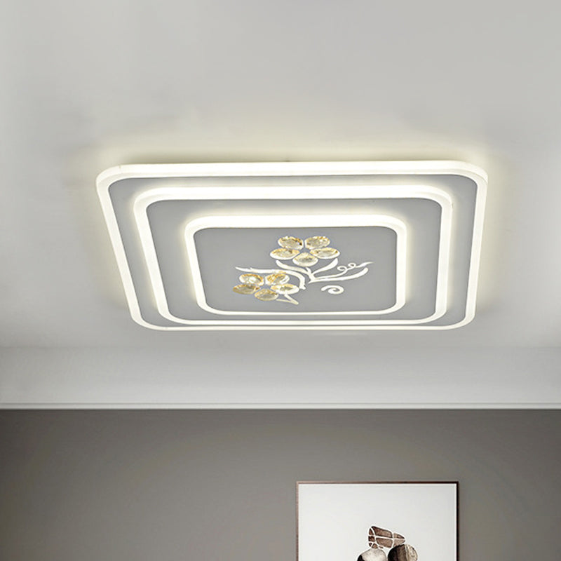 Rotondo / Quadrato Cristallo Soffitto Lampada LED Parlour Flush Monte Recata Illuminazione in bianco