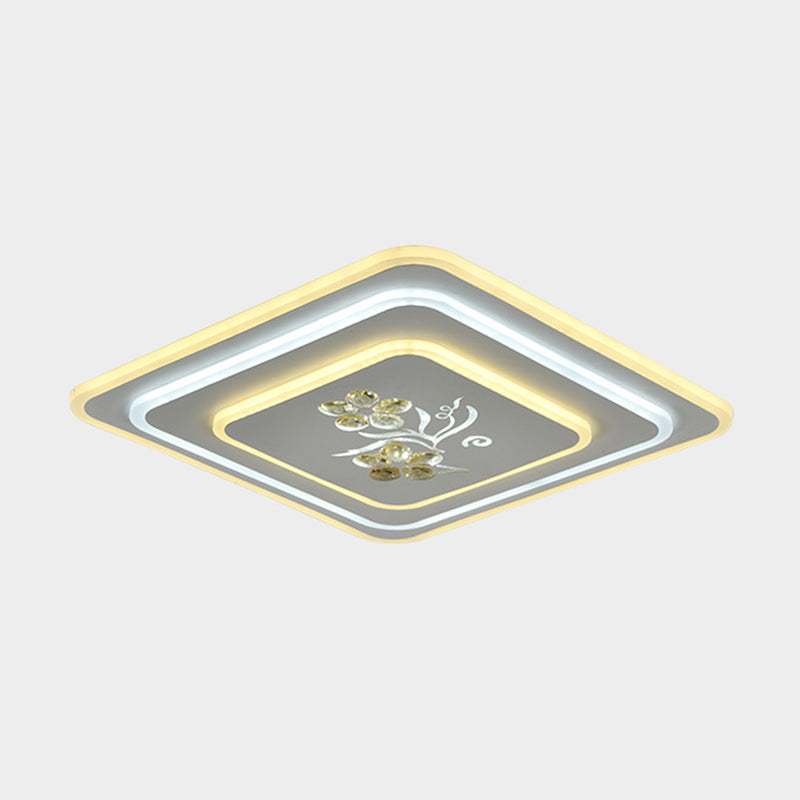 Rotondo / Quadrato Cristallo Soffitto Lampada LED Parlour Flush Monte Recata Illuminazione in bianco
