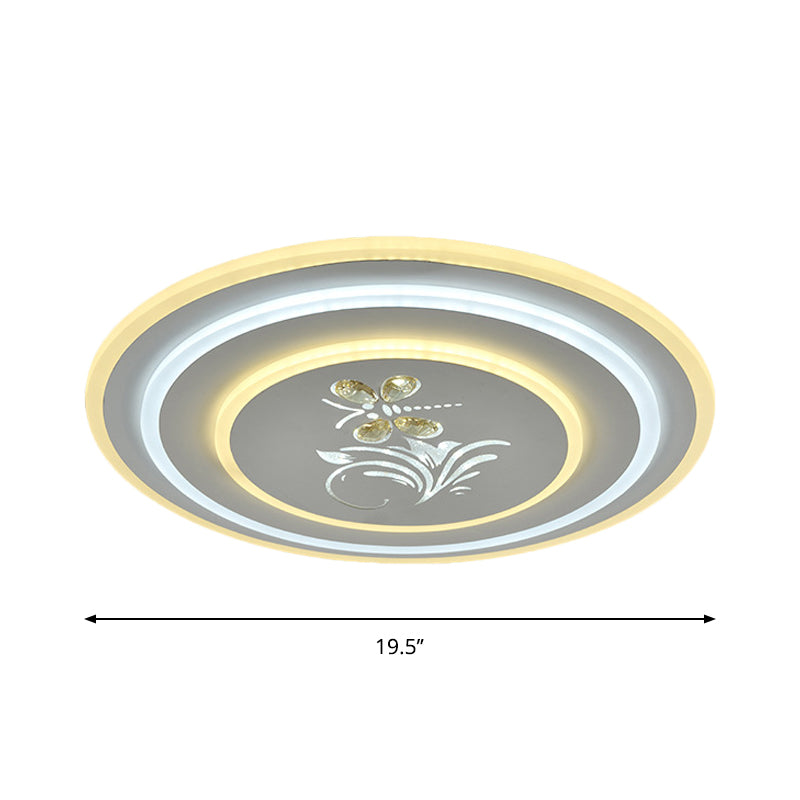 White Round/Square Flush Mount Lamp Modern Crystal LED Dinning Room Ceiling Mounted Fixture