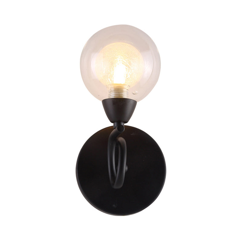 White Glass Round Sconce Lighting Contemporary Led Black Wall Mounted Light Fixture