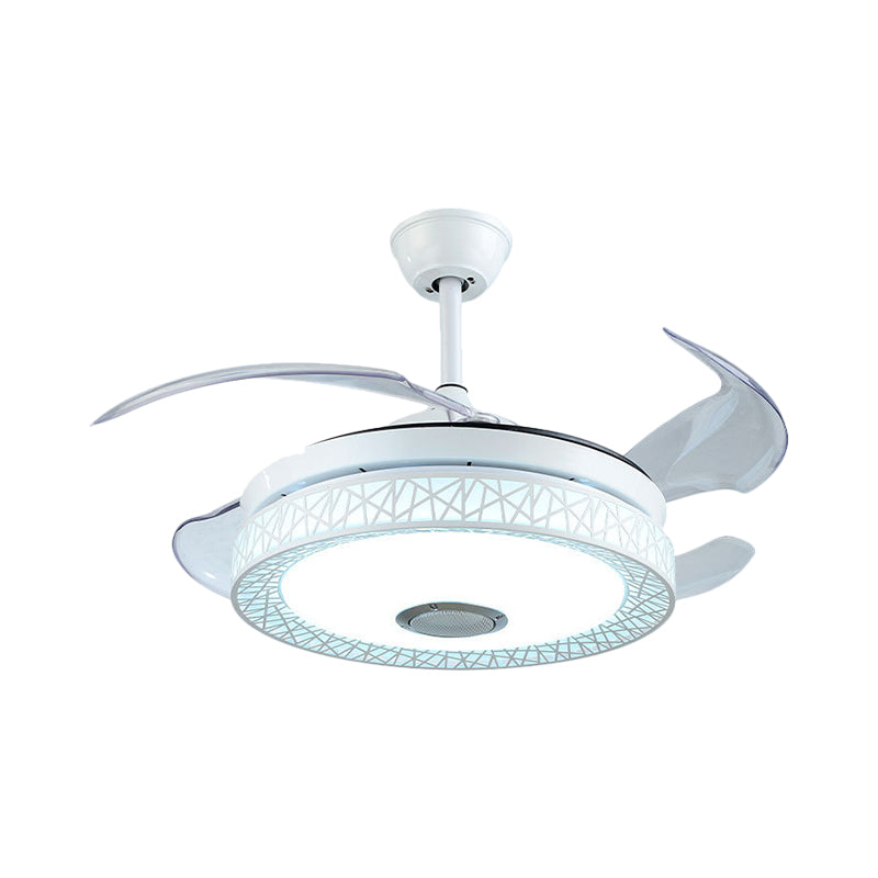 42 "W witte cirkel semi-spoeling Mount Modernist Acryl 4-blade LED-plafondventilator verlichting voor woonkamer