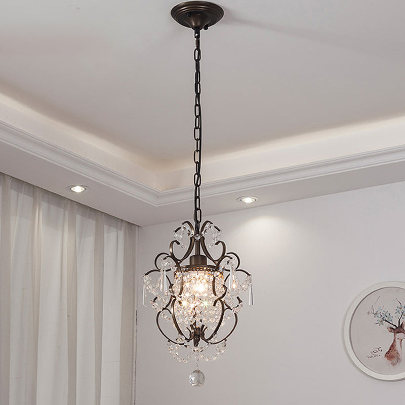 Sfere di cristallo Black/Chrome Swag Light Scrolls 1 lampadina a soffitto contemporanea per sala da pranzo