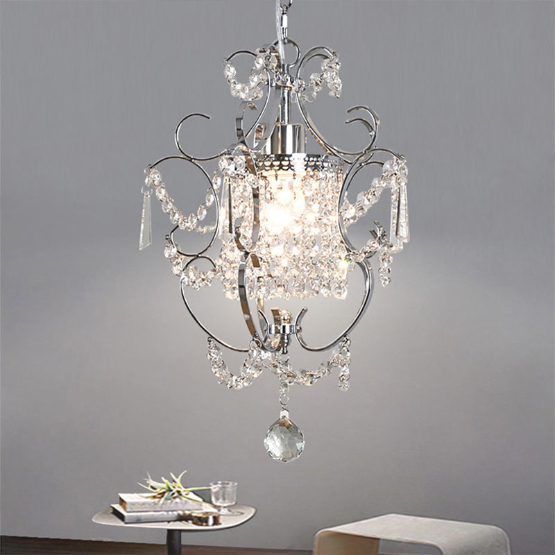 Sfere di cristallo Black/Chrome Swag Light Scrolls 1 lampadina a soffitto contemporanea per sala da pranzo