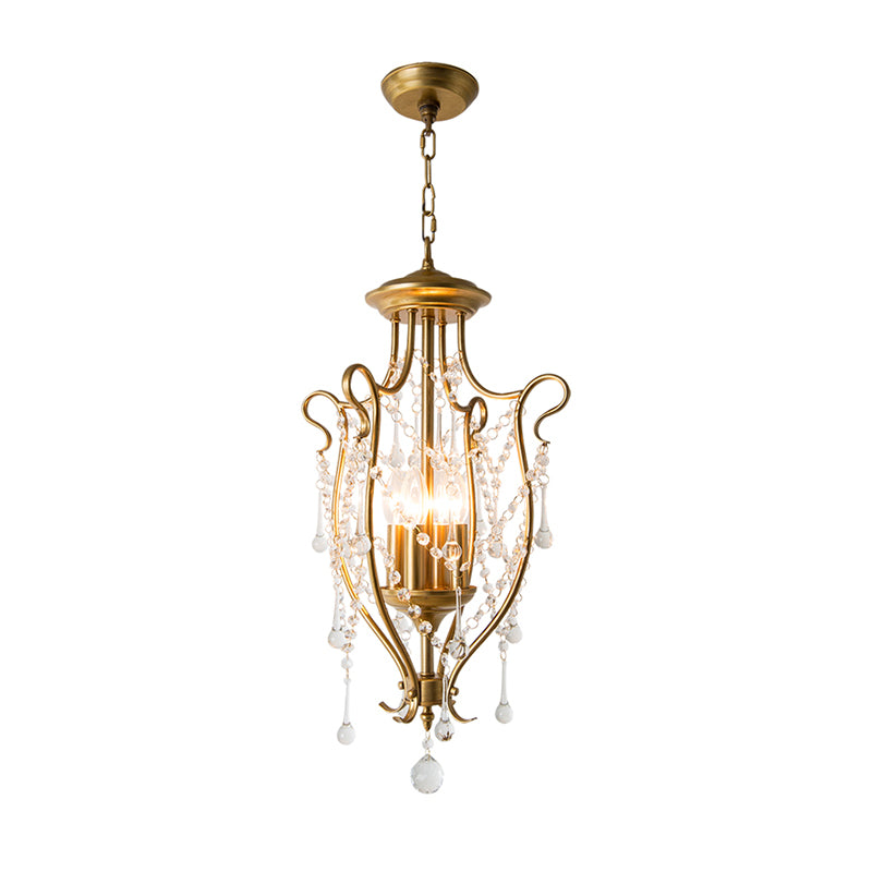 Moderno sospensione di ferro turbinale Ciondolo a 4 teste Crystal Stands Swag Lamp per sala da pranzo in ottone