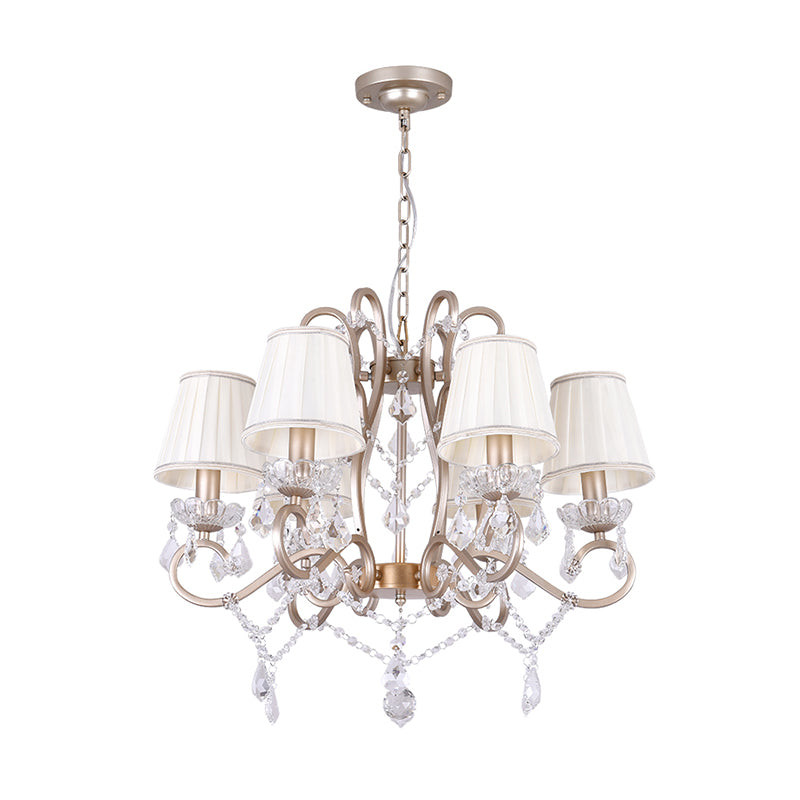 6 lampen hangende lampkit met conische kristalstandaards traditionele salon hanger kroonluchter in messing