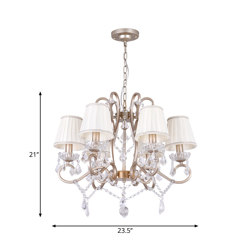 6 lampen hangende lampkit met conische kristalstandaards traditionele salon hanger kroonluchter in messing