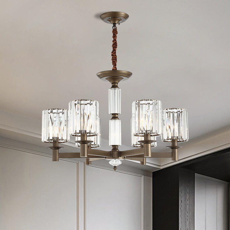Traditionele cilindrische hanglamp LIMMTE FIMULUUR 6 KOPEN CRYSTAL HANDEN KRACHTENDER IN MESS