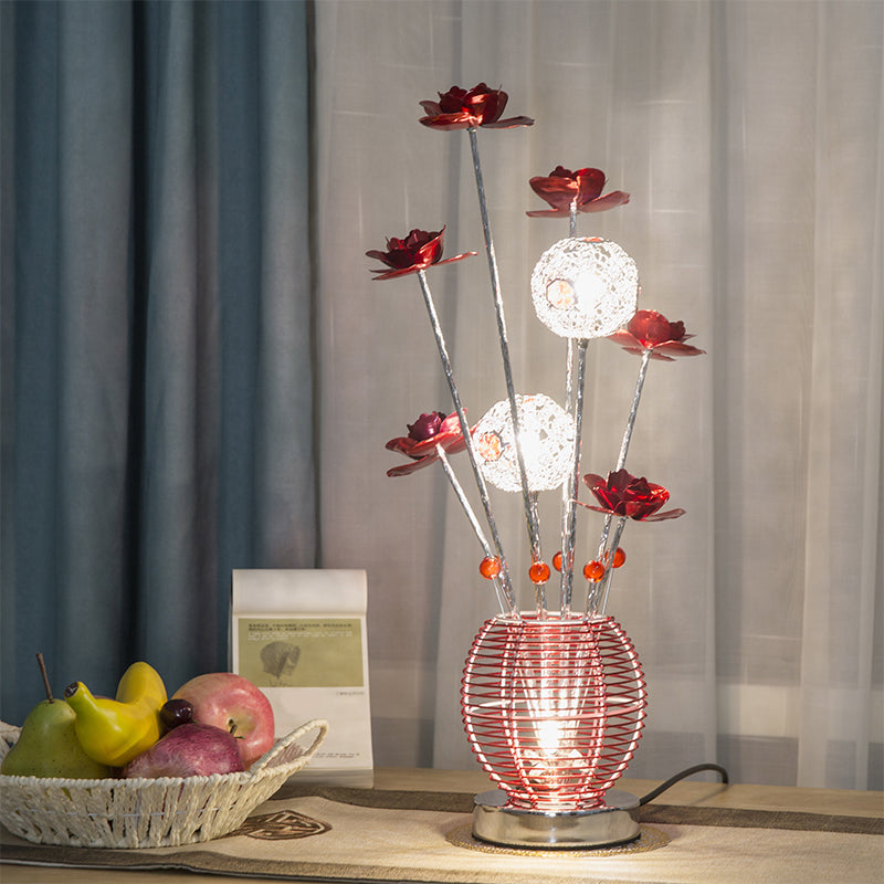 Rosa/rote LED Rosentisch Leichte dekorative Aluminium sphärische dekorative Nachttischlampe für Schlafzimmer